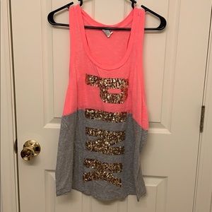 Victoria Secret - PINK -  Gray and Pink Tank Top L